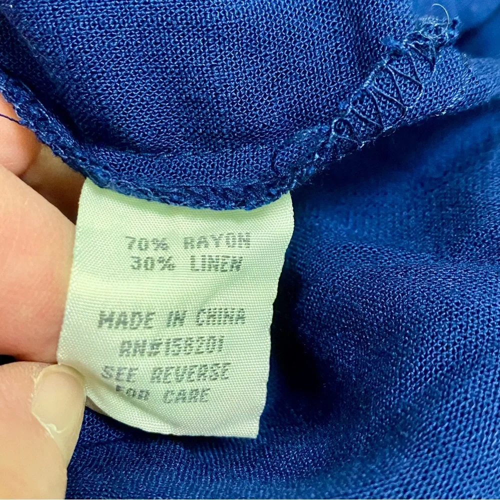 April Kiss Sz XL Dark Blue Linen Blend Button Down Shirt NWT - Picture 6 of 6